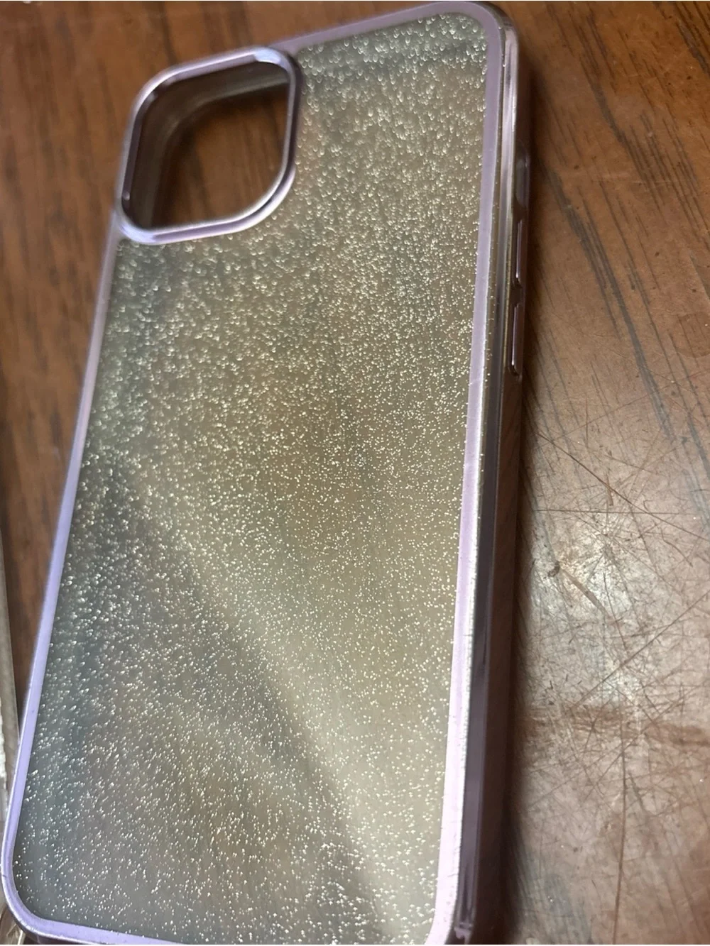 Clear & Glitter iPhone Protective Cases - Transparent, Rose Gold Trim iPhone 15